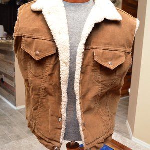 Men's Levis Vintage Sherpa Vest 44 Brown Corduroy
